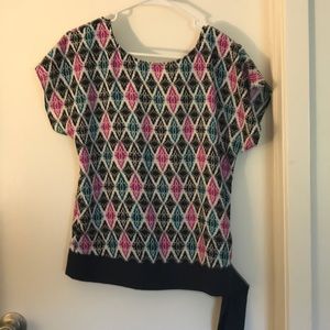 Ann Taylor Geometric Print Sash Top